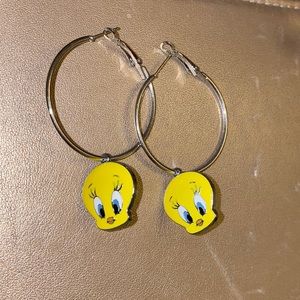 Tweety Bird Looney Tunes hoop earrings